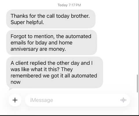Original member screenshot: Member — automated follow-up