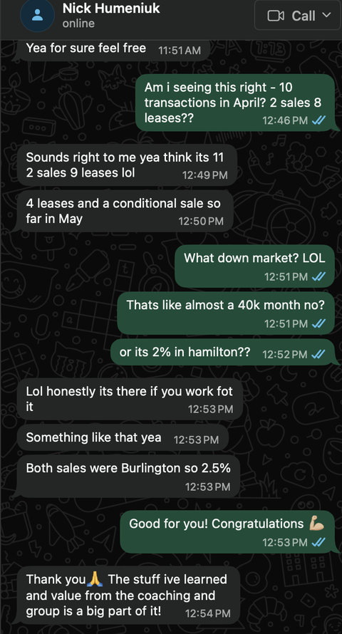Original member screenshot: Nick — coaching and consistency